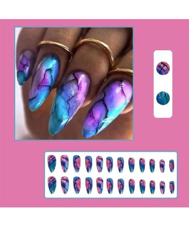 Wearable nail European and American almond nail pieces ins style color smudged marble almond nail pieces into fake nail patches 1 count (Pack of 1) - Buy Online on GoSupps.com