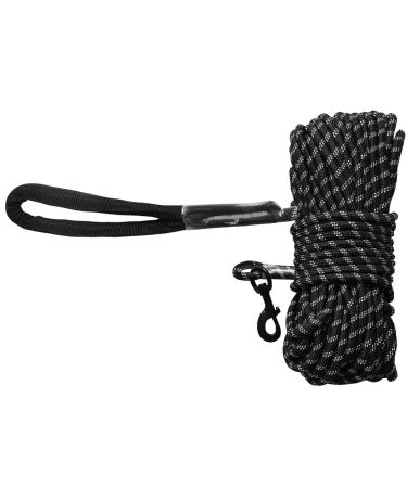 Loqatidi's long dog leash made of reflective nylon comfortable woven handle strong durable lockable hook cord camping line for medium -sized and small dogs only 15m leash / black