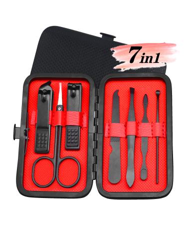 7 in 1 Manicure Set Nail Clipper Set Stainless Steel Nail Kit Manicure Kit Pedicure Kit - Black