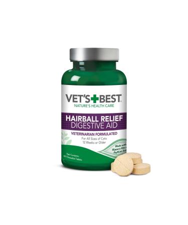 Vet's Best Cat Hairball Relief Digestive Aid| Vet Formulated Hairball Support Remedy | Classic Chicken Flavor 60 Tablets
