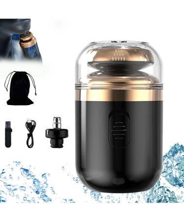 Mini Portable Electric Shaver Capsule Razor 2-in-1 Capsule Shaver & Nose Hair Trimmer Portable Multifunctional Capsule Shave Men's Razor USB Rechargeable Waterproof (Black)
