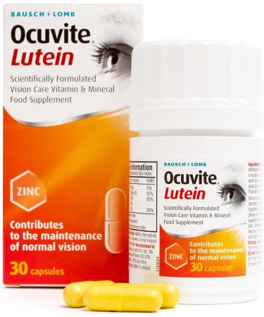 Ocuvite Lutein Supplement by Bausch + Lomb | Lutein with Zinc, Copper, Vitamin C & E | 30 Count Capsules - Buy Online on GoSupps.com
