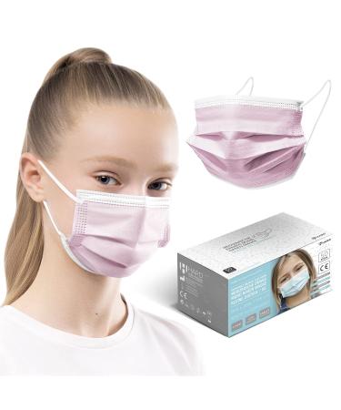HARD 50 pieces Disposable Face Masks | Made in Germany | Type IIR & CE certified | Breathable Triple Layer - Filtration 99 78% | Elastic Earloops | Mouth Cover - SMALL SIZE - Rosa 50 pieces small size (14 5 cm x 9 5 cm) Rosa