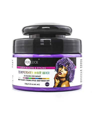 VOLLUCK Temporary Hair Color Wax  Purple Hair Wax Color Natural Hair Dye Hair Styling Clays for Halloween Christmas  Cosplay  Party 4.23 oz (Purple) 4.23 Ounce (Pack of 1) NEW-PURPLE