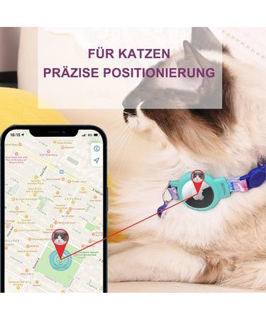 Mouyou Airtag Cat Neck Band | Adjustable Blue Gradient Collar with Bell & Safety Clasp | Soft Nylon with Silicone Holder | International Shipping - Buy Online on GoSupps.com