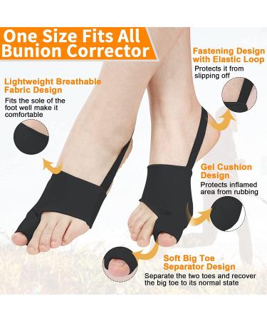 Bunion Corrector for Women & Men - Non-Surgical Bunion Splints with Toe Separators - Effective Hallux Valgus Correction - Day/Night Wear - Black - Buy Online on GoSupps.com