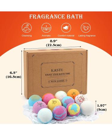 KASTU Bath Bombs 12-Piece Gift Set with Essential Oils for Stress Relief and Moisturizing Dry Skin - Perfect Father's Day Gift Idea for Men and Women - Buy Online on GoSupps.com