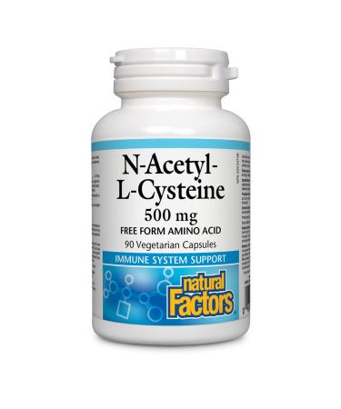 Natural Factors, N-Acetyl-L-Cysteine 500 mg, Antioxidant Support to Defend Against Polluted Environments, 90 Capsules (90 Servings)