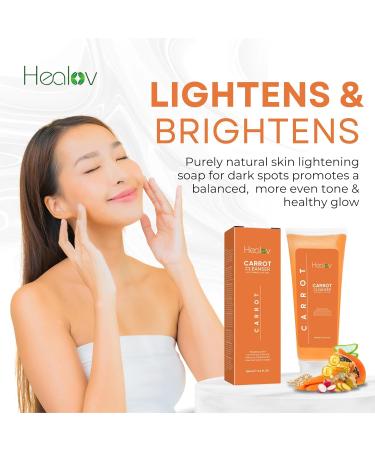 Carrot Soap for Skin Brightening | Natural Exfoliating Face Wash for Glowing Skin | Reduces Dark Spots & Acne | Hyperpigmentation Solution - Buy Online on GoSupps.com