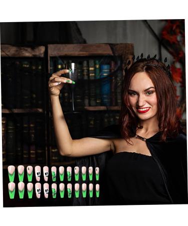 Halloween Nails Halloween Press on Nails Medium Horror Ghost and Skull Halloween Fake Nails 24PCS Coffin French Tip False Nails with Gel Glue for Halloween - Buy Online on GoSupps.com