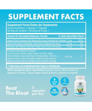 Yes You Can! Natural Water Lipo Pills - Diuretic Cleanse with Electrolytes & Vitamins - Helps with Water Retention - Gluten-Free 21 Capsules Per Bottle - Buy Online on GoSupps.com