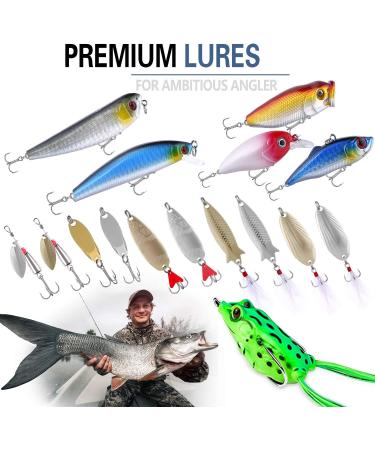 PLUSINNO Fishing Lures Tackle Set - 302Pcs Kit Including Crankbaits, Spinnerbaits, Plastic Worms, Jigs, Topwater Lures, Tackle Box - Ultimate Gear Set for Anglers - Buy Online on GoSupps.com