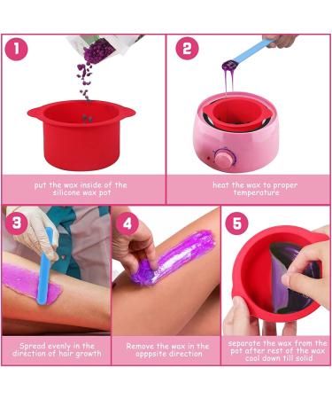 Silicone Wax Warmer Liner Set with Spatulas - Non-Stick Reusable Pot and Bowl Replacement for Hair Removal (Pink+Blue) - Buy Online on GoSupps.com
