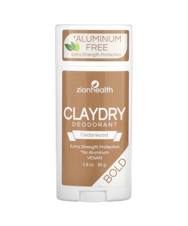 Zion Health Clay Dry Bold Deodorant Stick 2.8 oz Cedarwood