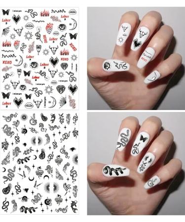 3D Gothic Snake Nail Art Stickers Decals - 8 Sheets - Buy Online on GoSupps.com