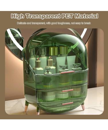 Galat e Retro Series 180 Rotatable Wearable Makeup Organizer | Dust-Tight Cosmetic Storage Box with 2 Drawers & Handle - Retro Green - Buy Online on GoSupps.com