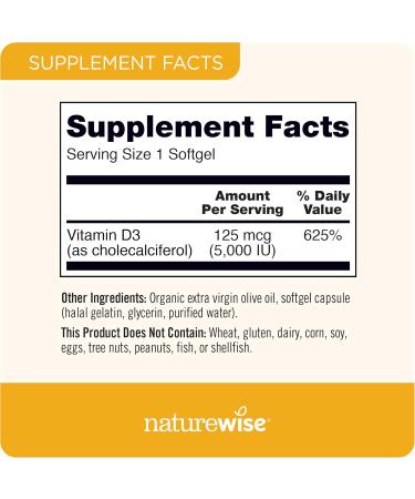 NatureWise Vitamin D3 5000IU (125mg) 90 Count + Vitamin E 400 IU (180mg DL-Alpha) 120 Count - Bundle for Immune Bone Heart Health Support - Gluten Free Non-GMO Halal Gelatin - Buy Online on GoSupps.com
