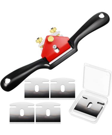 6 Pieces Adjustable Spokeshave Set 1 Piece Adjustable Spokeshave with Flat Base and 5 Pieces Metal Blade  Metal Blade Wood Working Hand Tool Nice for Wood Craft  Wood Carver Working (9 Inch)