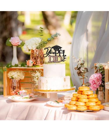 Tenhaisi Black & Rose Gold Glitter You PHD.id It Cake Topper Congrats PHD Grad Sign Cake Decor 2024 Graduation Party Decoration High School/College Graduation Party Supplies - Buy Online on GoSupps.com