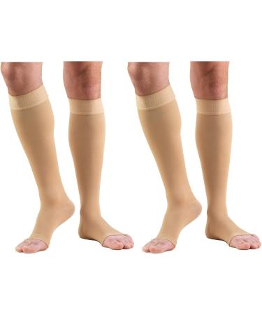 Truform Compression 30-40 Mmhg Knee High Open Toe Dot Top Stockings Beige X-Large 2 Count - Buy Online on GoSupps.com