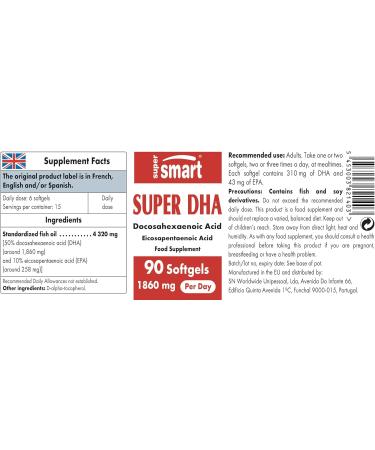 Supersmart Super DHA 310mg Softgels - Omega-3 Formula from Sustainable Sources - Non-GMO - 90ct - Buy Online on GoSupps.com