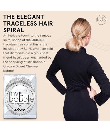 Invisibobble Slim Hair Tie - Chrome Sweet Chrome | 3x Elegant & Strong Hold Hair Ties for Girls & Women | Original Design from Munich - Buy Online on GoSupps.com