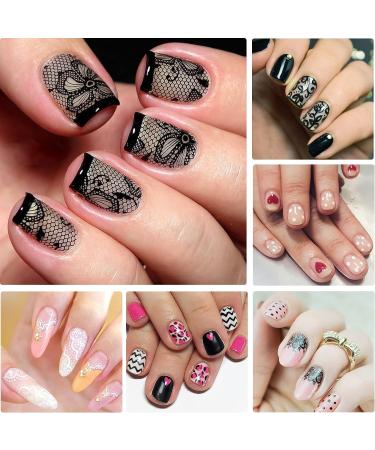 LoveOurHome 8pc Nail Stamping Kit - Lace Flower Heart Skull Designs with Silicone Stamper & Scraper | Manicure French Design Tools - Buy Online on GoSupps.com