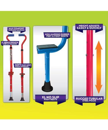 Geospace Original Walkaroo 'Wee' Balance Stilts for Kids (Ages 4+), Adjustable Height, Active Play - Red or Blue - Buy Online on GoSupps.com