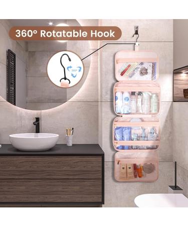 LOVEVOOK Waterproof Hanging Travel Toiletry Bag for Women - Pink Cosmetic Organizer with Hook - Buy Online on GoSupps.com