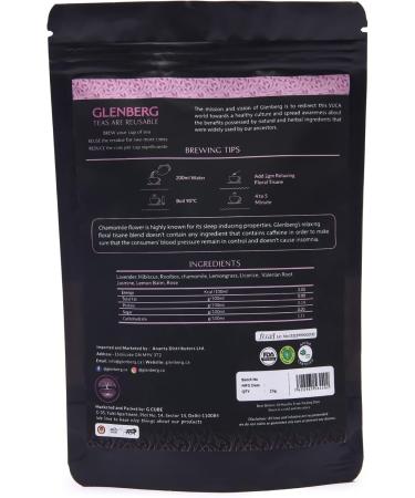 GLENBERG | RELAXING FLORAL TISANE | Caffeine Free Floral Tea for Relaxing with Chamomile Hibiscus Rooibos Lemongrass Jasmine and other flowers (25 Grams | 12 Cups) - Buy Online on GoSupps.com