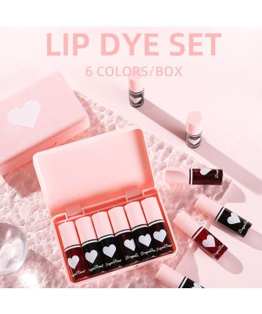 6 Colors Korean Lip Tint Stain Set - Long Lasting High Pigment Liquid Lipstick and Cheek Tint - Waterproof and Non-Sticky - Buy Online on GoSupps.com