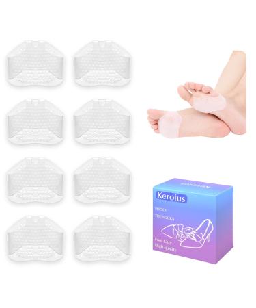 Metatarsal Pads Women Men 8 Pack Pain Relief Ball of Foot Cushions Honeycomb Forefoot Pads for Morton's Neuroma Soft Gel Cushioning Shoe Inserts for Running Hiking Dancing (4 Pairs Clear)