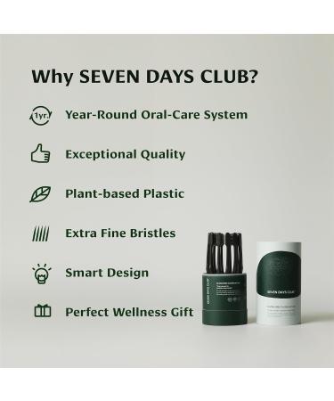 SEVEN DAYS CLUB Charcoal Toothbrushes - Set of 12 Soft Bristles Plant-Based Handles Ultra-Thin Charcoal-Infused for Adults - Eco-Friendly Oral Care - Buy Online on GoSupps.com