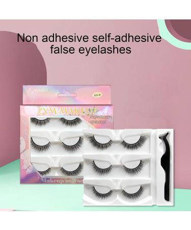 No Glue Lashes - 3 Pairs Stick Lashes | Natural Look No Glue Needed False Lashes Natural Look Easy To Apply Contact Lens Friendly - Buy Online on GoSupps.com