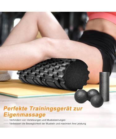 Fascia Roll Set - 3D Textured Massage Roller & Ball for Back Legs & Feet - Enhance Recovery & Flexibility - Buy Online on GoSupps.com
