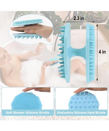 2-in-1 Scalp Massage Brush & Peeling Body Brush for Hair Growth - Soft Silicone Suitable for All Skin Types Blue - Perfect for Kids Women & Men (10.5cm) - Buy Online on GoSupps.com