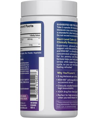 Natural Vitality Calm Sleep Melatonin and Ashwaganda KSM-66 Capsules | 100% Drug Free | 60 Count - Buy Online on GoSupps.com