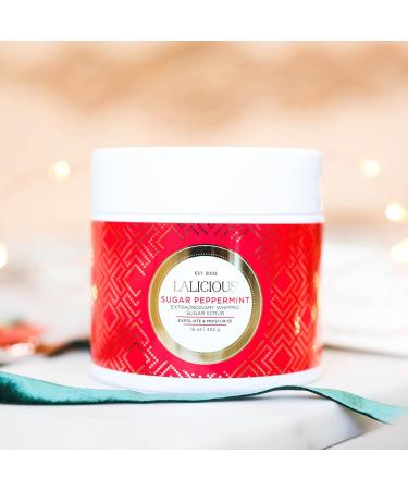 LaLicious Sugar Peppermint Extraordinary Whipped Sugar Scrub - Cane Sugar Body & Foot Scrub Exfoliating & Moisturizing Skin Care with Coconut Oil & Honey No Parabens (16oz) - Buy Online on GoSupps.com