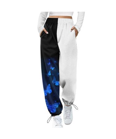 Parachute Pants Y2K Women Cargo Pants Baggy Cargohose Track Pants Streetwear Vintage Jeans Pants 90s E-Girl Streetwear Cargo Pants Y2K Sports Pants Lang 01-Marine S