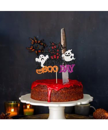 Gyufise 1 Pack Happy Boo Day Cake Topper Glitter House Ghost Halloween Cake Decorations for Halloween Birthday Party Decorations - Buy Online on GoSupps.com