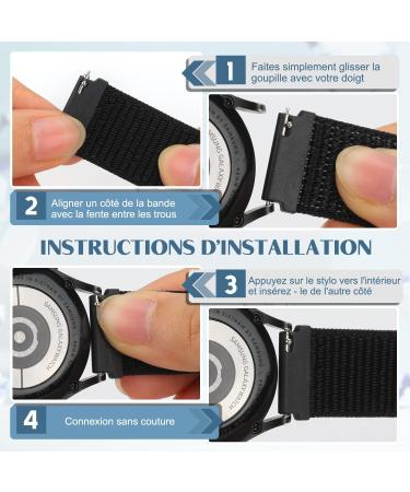 Vodtian 20mm Nylon Bracelet for Samsung Galaxy Watch 6/5/4 & Garmin Vivoactive3/5 - Durable Sports Band for Men & Women - Black - Buy Online on GoSupps.com