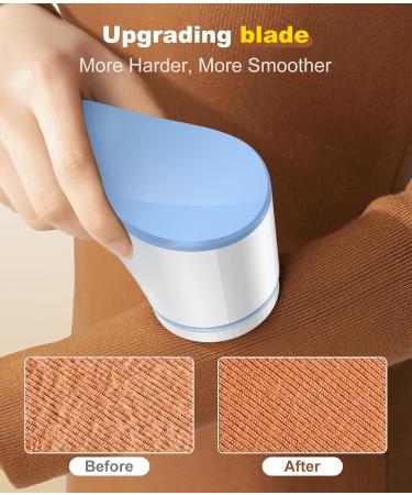 Fabric Shaver & Lint Remover for Clothes - Quick & Effective Sweater Shaver with Stainless Steel Blades (Blue & White) - International Shipping Available - Buy Online on GoSupps.com