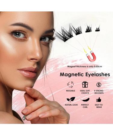 2 Pairs Magnetic Eyelashes for All Magnetic Eyelashes with Applicator 3D Magnetic Eyelash Set Reusable Magnetic Lashes Kit Without Eyeliner Magnetic Eyelashes No Glue Natural False Eyelashes for Women - Buy Online on GoSupps.com