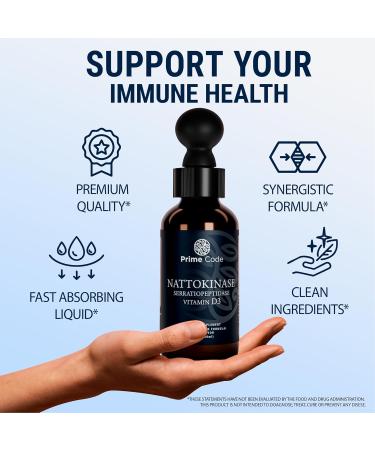 Prime Code nattokinase Supplement | serratiopeptidase and nattokinase Supplements | Nattokinase Liquid Drops| natto Liquid | Serratiopeptidase | High Absorption | Non-GMO | Gluten-Free - Buy Online on GoSupps.com