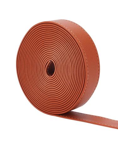 Wadorn 2.5cm wide double-sided belt strip made of PU leather 4m flat leather cord for the production of pocket straps double-sided PU leather belt strips DIY sewing of watch bracelets brown brown 2.5 cm