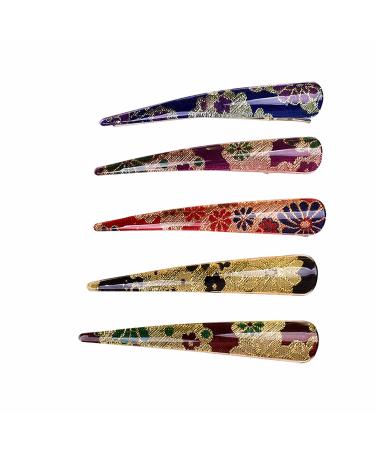 Livekiy 5 Pcs Large Alligator Hair Clips Non-Slip Duckbill Metal Clips   5.5 inch Durable Non-Slip Duckbill Metal Clips Polyester Acetic Acid Clips for Women Thick and Thin Hair