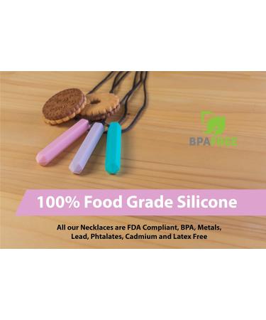 Tilcare Chew Chew Pencil Sensory Necklace Set - Silicone Chewy Toys for Autism - TurquoisePinkPurple - Buy Online on GoSupps.com