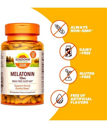 Sundown Naturals Melatonin 10 mg - 90 Capsules for Sleep Support - Buy Online on GoSupps.com