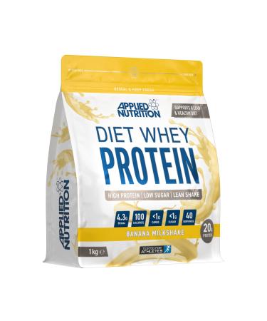Applied Nutrition Diet Whey - High Protein Powder Supplement Low Carb & Sugar for Weight Management with CLA L Carnitine Green Tea (1kg - 40 Servings) (Banana Milkshake) Banana 1 kg (Pack of 1)