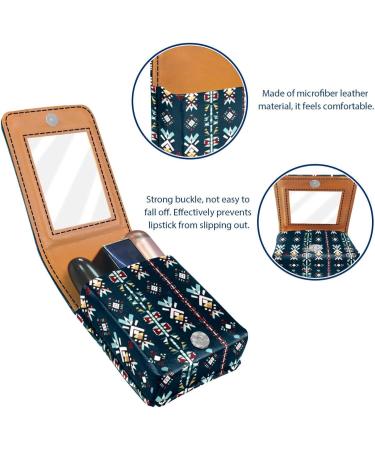 Travel Lipstick Organizer Case | Portable Makeup Bag with Mirror | Vintage Ethnic Bohemia Design - Buy Online on GoSupps.com